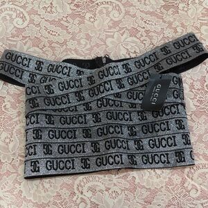 Gucci Black and Silver Logo Band